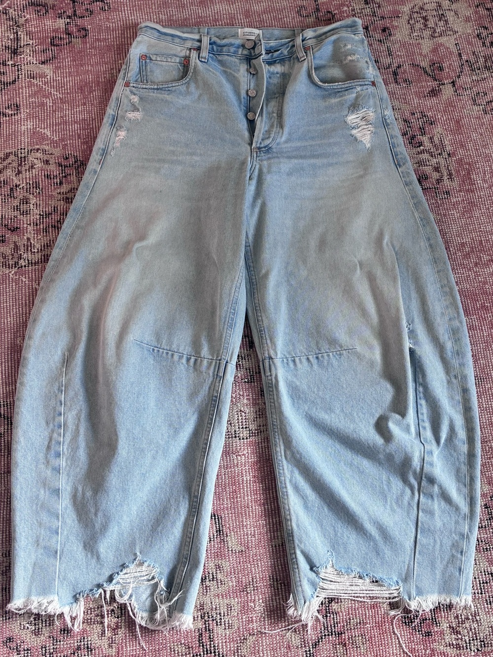 Citizens Of Humanity Light Blue Wide Crop Distressed Jeans